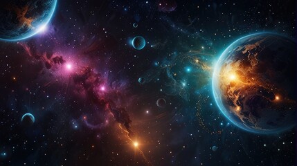 Obraz premium A universe with realistically dazzling and fascinating planets