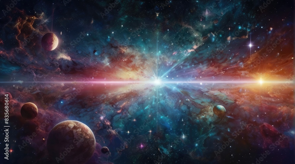 Wall mural a universe with realistically dazzling and fascinating planets