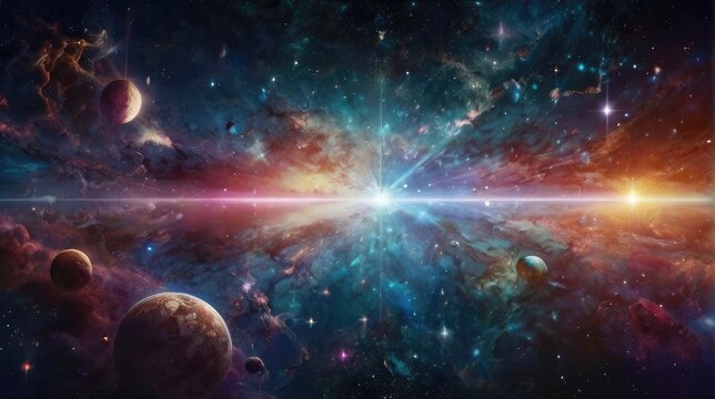 Fototapeta A universe with realistically dazzling and fascinating planets