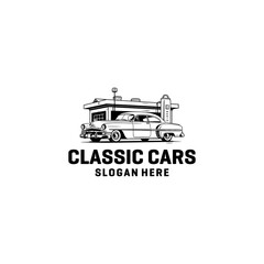 Naklejka premium Classic car logo vector illustration