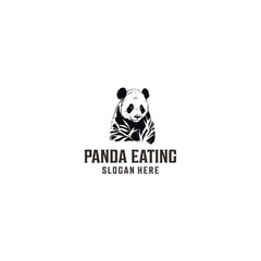 Eating panda logo vector illustration