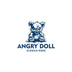 Angry doll logo vector illustration