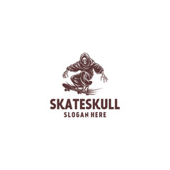 Skate skull logo vector illustration