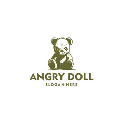 Angry doll logo vector illustration