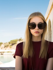 portrait of a woman in glasses