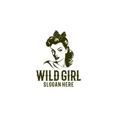 Wild girl logo vector illustration