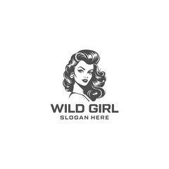 Wild girl logo vector illustration