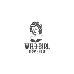 Wild girl logo vector illustration