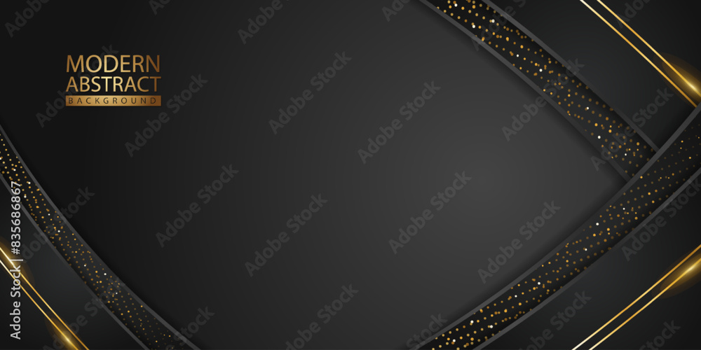 Poster abstract background with glitter and golden lines glowing dots golden combinations.