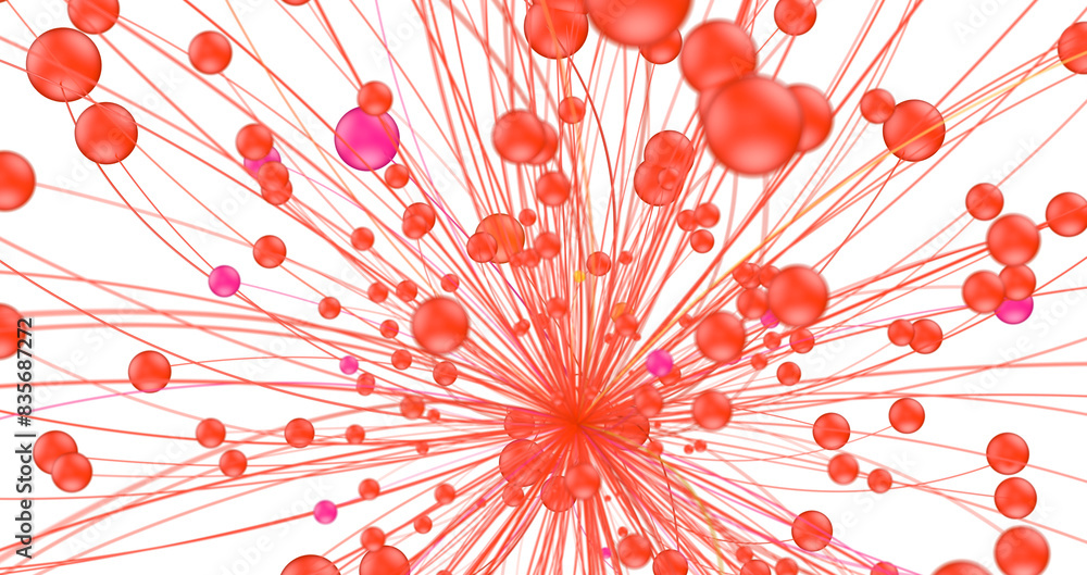 Poster Abstract polygonal space with connecting dots and lines. Dark background. Connection structure. 3d Widescreen