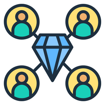 diamond connected people icon clip art preview