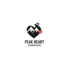 Peak heart logo vector illustration