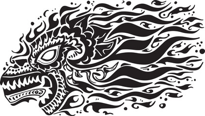 Abstract black silhouette fire flames tattoo vector art graphic. Tribal lame car vinyl decal and airbrush stencil. illustration
