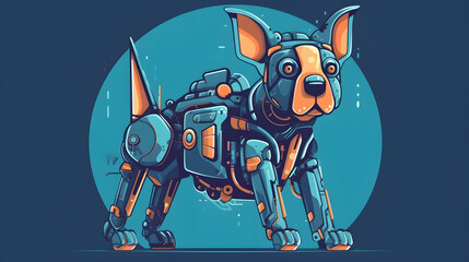 Naklejka premium Robot Dog illustration flat vector