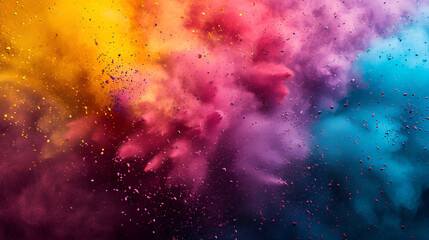 Colorful powder being thrown into the air, creating a vibrant explosion of hues