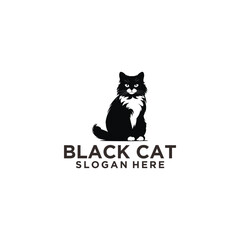 Black cat logo vector illustration