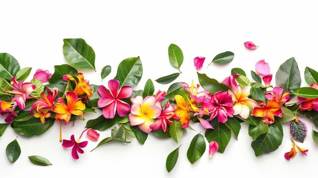 Top-down shot of a beautifully arranged flower garland toran
