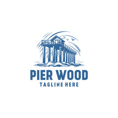 Pier wood logo vector illustration
