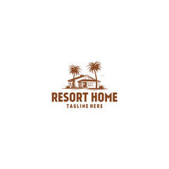 Obraz premium Resort and hotel logo vector illustration