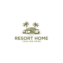 Resort and hotel logo vector illustration