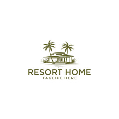 Resort and hotel logo vector illustration