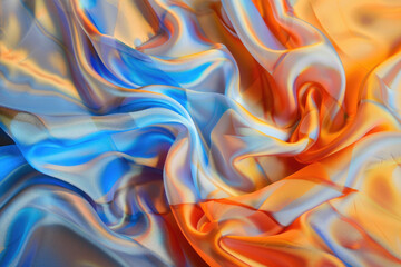 Fototapeta premium A colorful piece of fabric with orange, blue, and white stripes