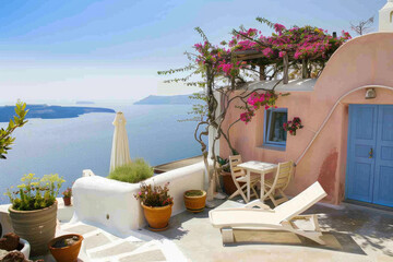 Obraz premium A beautiful beach with a boat sailing in the distance