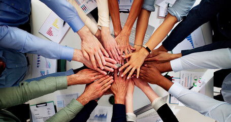 Professional Business Team Huddle And Hands
