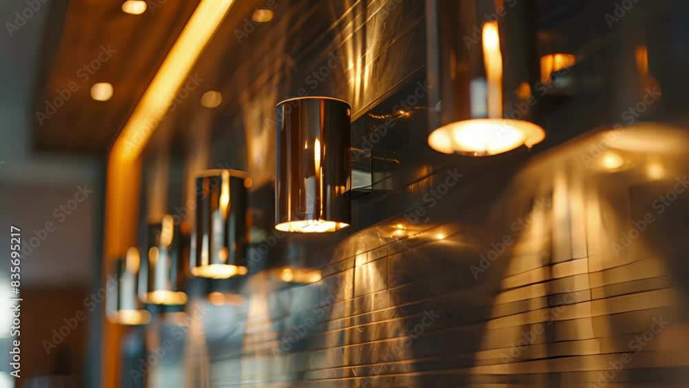 Aufkleber shimmering metallic sconces being installed in a sleek and modern style restaurant adding a touch of