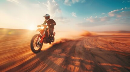 Professional speed rider driving in motocross race 