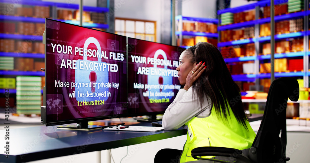 Poster warehouse worker confused with malware attack