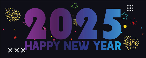 Happy new year 2025 with number on art wall concept. Happy new year 2025 modern art