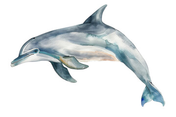 Obraz premium Watercolor painting of a dolphin is swimming in the ocean. Isolated on transparent background.