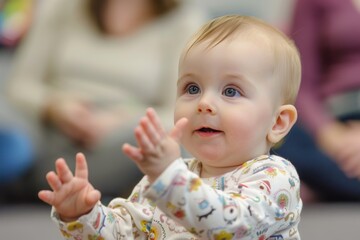 A baby participating in a baby sign language class, enhancing communication skills