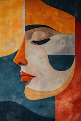 Terracotta Boho Portrait: Minimalistic Geometric Lines, Balanced with Shapes, Landscapes, Abstract Elements, Simple and Elegant Design
