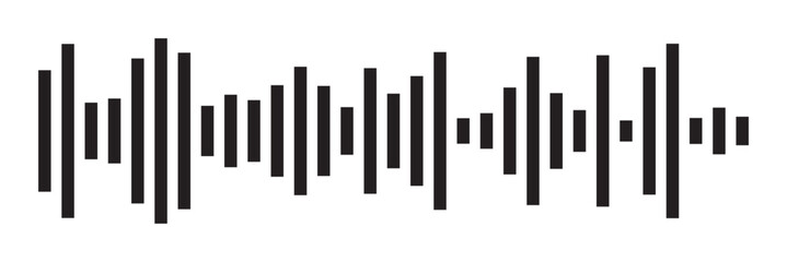 Sound icon, audio wave symbol set, soundwave silhouettes isolated on white background in eps 10.