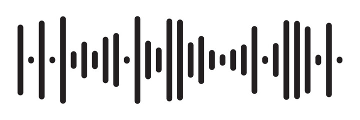 Sound icon, audio wave symbol set, soundwave silhouettes isolated on white background in eps 10.