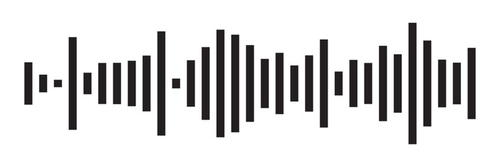Sound icon, audio wave symbol set, soundwave silhouettes isolated on white background in eps 10.