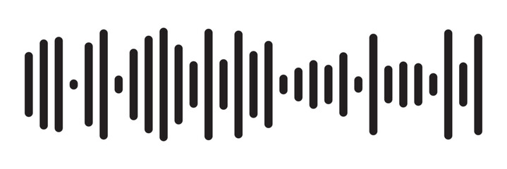 Sound icon, audio wave symbol set, soundwave silhouettes isolated on white background in eps 10.