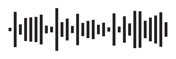 Sound icon, audio wave symbol set, soundwave silhouettes isolated on white background in eps 10.