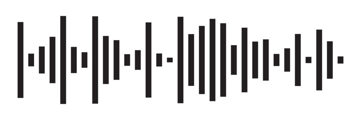 Sound icon, audio wave symbol set, soundwave silhouettes isolated on white background in eps 10.
