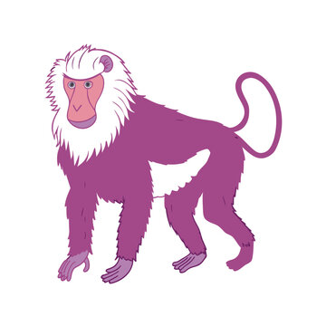 recommend clip art: a line art of Pastel colored BABOON