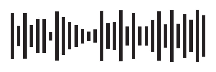 Sound icon, audio wave symbol set, soundwave silhouettes isolated on white background in eps 10.
