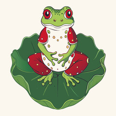 frog sitting in the lotus leaf