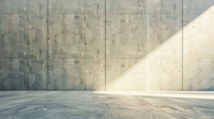 Softly illuminated smooth cement wall, highlighting the clean lines and contemporary feel of the plain background. stock photo 