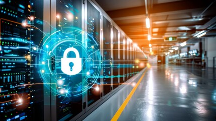 Obraz premium a high-tech cybersecurity operations center, buzzing with intense activity and a sense of urgency. The scene showcases a room filled with rows of computer monitors, displaying intricate network