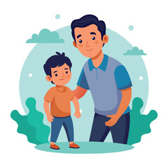 father and son father's day special vector illustration