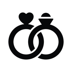 Wedding rings icon, engagement rings vector design