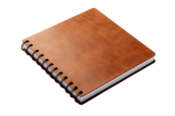 Blank spiral notebook with brown leather cover