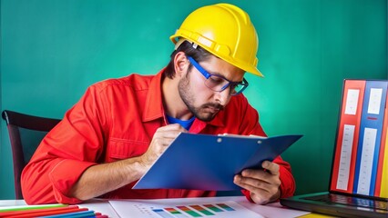 Analytical Insight: A close-up of a worker reviewing documents or data, showing analytical and critical thinking.
